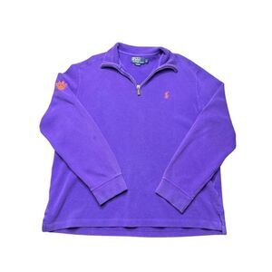 Vintage Polo Ralph Lauren Clemson Tigers 1/4 Zip Pullover Mens L Knit NCAA